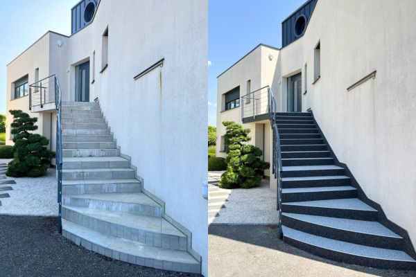 Escalier d'entrée de maison en marbre résine