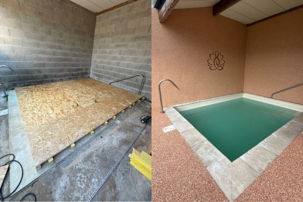 Piscine intérieur en moquette de pierre