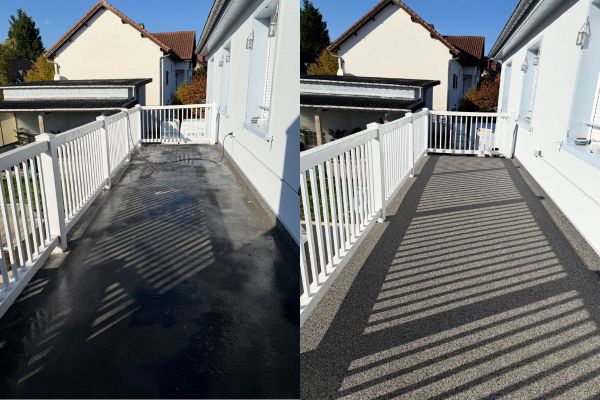 Terrasse rénovée en moquette de pierre